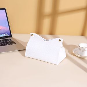 Boîte à mouchoirs en cuir de qualité supérieure, design matelassé blanc, autoportante, imperméable, multi-usage pour salon et salle de bain - Product Image 1