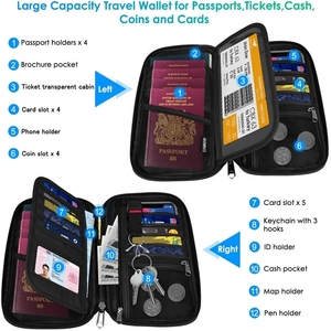 Étanche multi-fonction Premium famille voyage Document organisateur étui porte-carte capacious RFID passeport titulaire voyage portefeuille - Product Image 4