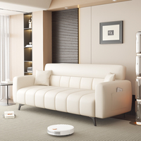 Modernes Schlafsofa mit Leder- und Stoffbezug Platzsparendes Design für Kompakte Wohnzimmer