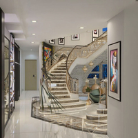 Pilier d'escalier en marbre naturel de luxe design moderne Hotel Palace House