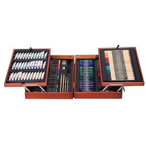 174 Stuks Kinderen Dubbeldeks Tekening Kunst Doos Diy Olie Pastel Kleurpotloden Aquarel Pen Kunst Schilderij Houten Kist - Product Image 3