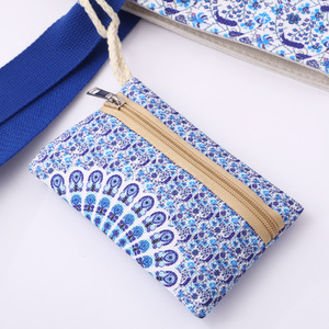Bolsa de Mano de Lona de Algodón 2 en 1 con Estampado de Flores Calico para Mujer, Cierre con Cremallera, Logotipo Personalizado, Ecológica, Reutilizable y Duradera - Product Image 6