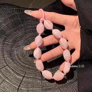 Conejo Rosa naranja para Love Star Cuenta de plástico Cordón para teléfono móvil Cadena de accesorios para teléfono celular tejida ecológica con mate de resina - Product Image 3