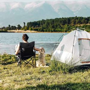 <b>Camping</b> Accessories Outdoor Foldable Fishing Chair Iron Frame Waterproof 600D Oxford Polyester Side <b>Storage</b> Bag Back Pocket - Product Image 6
