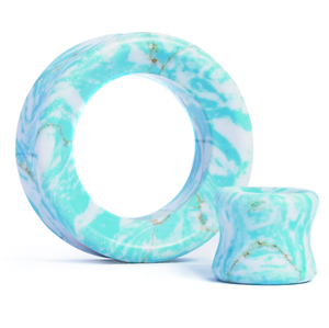 Jouets de piercing pour oreilles plates, tunnels, pierres précieuses turquoise polies, bijoux de piercing classiques, rallonge pour oreilles, cadeau, 3-30 mm - Product Image 1