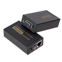 Konverter Penguat Sinyal VGA ke RJ45 100M 60M Melalui Kabel Ethernet CAT-5E/6, Transmitter dan Receiver
