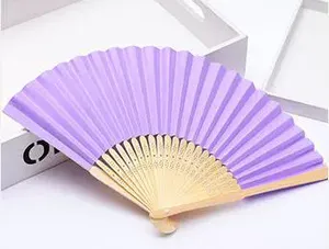 Abanicos Plegables de Bambú de Color Morado Claro de 21 cm de Largo, Abanico para Boda, Abanico Personalizado con Logotipo - Product Image 4