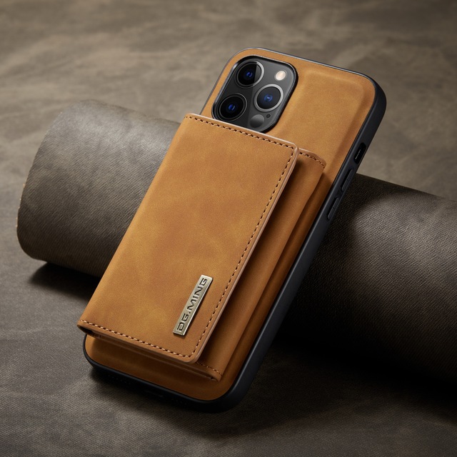 For iPhone 12 Pro Max iPhone12 Back Cover Original DG. MING M1 Magnetic Detachable Retro Leather Shockproof Wallet Phone Case