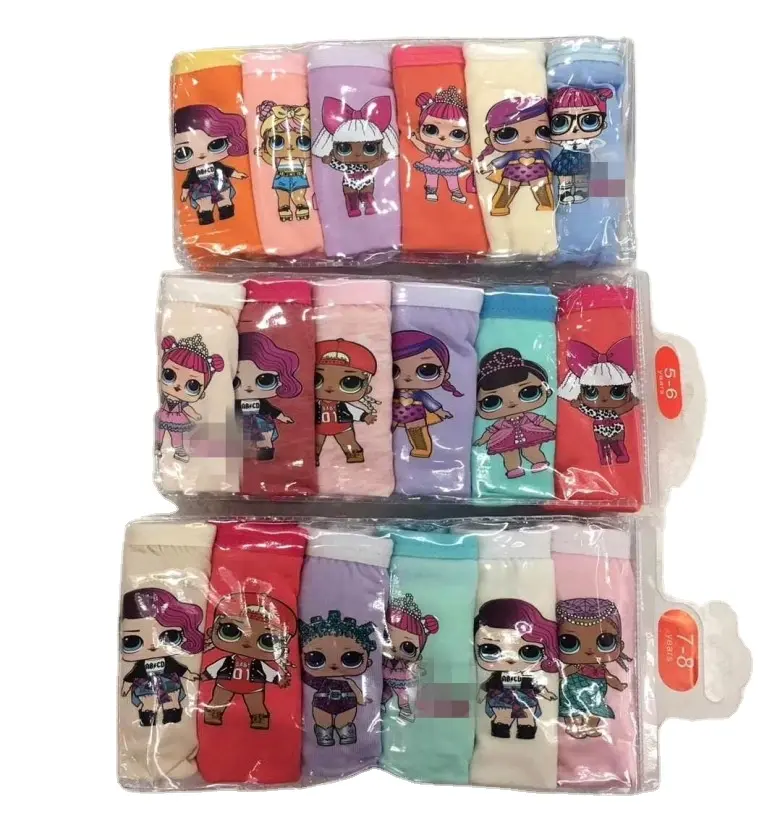 Iç çamaşırı kız çocuk çocuklar sevimli çizimli çanta miktar külot pamuk seti Oem Anti ambalaj