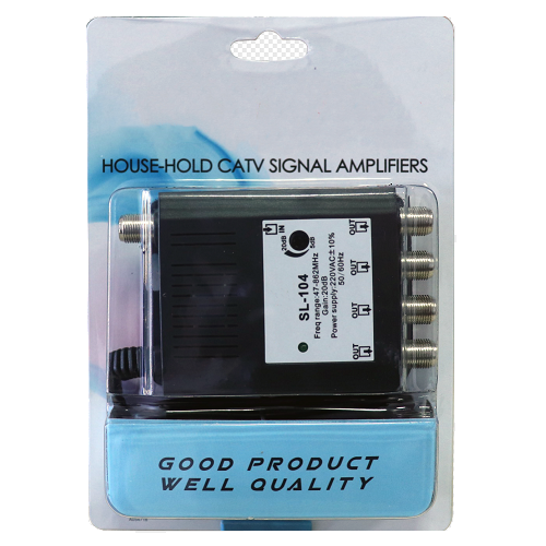 Highfly 4 Way CATV Signal Amplifier STA-104 Gain 20dB Household TV Amplifier