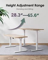 Bureau assis-debout électrique ergonomique réglable en hauteur avec plateau modulable, contrôleur à mémoire, cadre blanc, finition érable, pour bureau