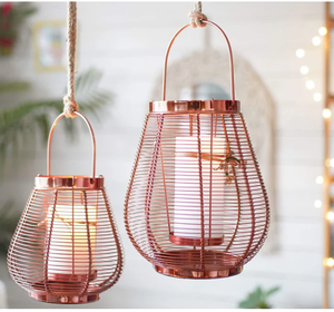 Metal Cage Design <b>Lantern</b> with <b>Copper</b> Finish Decorative Candle Holder <b>Lantern</b> for Home Garden Patio & Indoor Outdoor Decoration - Product Image 2