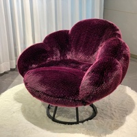 Fauteuil individuel moderne italien, design patte d'ours, velours crème vison, pivotant, en bois massif durable, pour salon et salle à manger