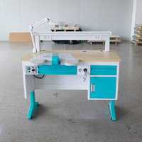 Poste de travail de laboratoire dentaire multifonction intégré, banc ergonomique réglable avec éclairage LED pour la préparation de couronnes et bridges, idéal pour l'école