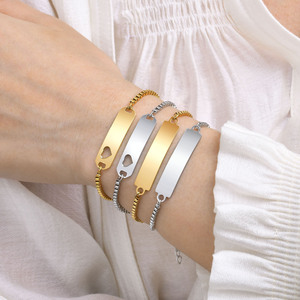 Bracelet personnalisé pour enfants en acier inoxydable avec chaîne à barres courbées, gravable, étanche et ajustable, bijoux de mode pour enfants - Product Image 4