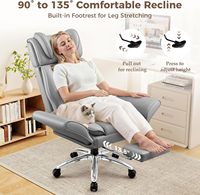 Silla de Oficina Ergonómica Gris con Patas Cruzadas Giratorias y Ajustables, Sillas de Escritorio para Computadora