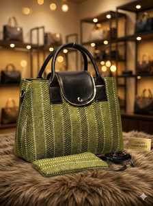 Ensemble de sacs fourre-tout tissés multicolores 3 pièces pour femmes, grande capacité, avec pochette zippée et broderie antivol – Style moderne - Product Image 3