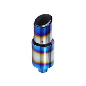 Tubo de Escape JDM de Acero Inoxidable Azul Titanio Quemado Resonador con Entrada de 1.9 Pulgadas Buen Sonido Punta de Escape Silenciador de Cola - Product Image 6