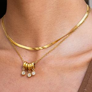 18K altın kaplama paslanmaz çelik çok katmanlı kolye çapraz ay kolye Rhinestone kakma Paperclip işık lüks günlük giyim hediye - Product Image 5