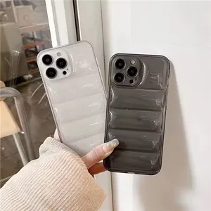 Moda temizle aşağı ceket kirpi telefon iPhone için kılıf 15 14 13 12 11 Pro Max X XS artı yumuşak TPU marka koruyucu yeni durum