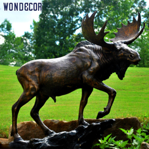 <span class=keywords><strong>Statue</strong></span> de renne en laiton moulé, grande taille, figurine de cerf en Bronze, Sculptures sur le Rock, idéal pour le jardin d'extérieur