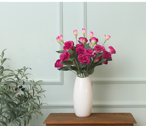 Flores de <span class=keywords><strong>Eustoma</strong></span> de 4 Cabezas, Flores de Seda de Alta Calidad, Ramos Secos para Decoración del Hogar y Bodas, Flores Artificiales para Bodas - Product Image 5