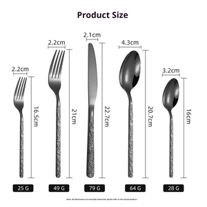 Set di Posate in Acciaio Inox con Motivo Martellato, per <span class=keywords><strong>Casa</strong></span>, Cucina, Matrimoni e Cene - Product Image 2