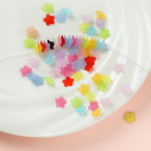 Acrylic Flower <b>Beads</b> 9x9.5mm Frosted Loose <b>Beads</b> For Jewelry Making DIY Craft Material - Product Image 1