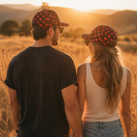 Casquette de baseball personnalisée avec logo imprimé cœur rouge, chapeau assorti pour couple, streetwear structuré 6 panneaux en coton, chapeau de mode pour l'extérieur