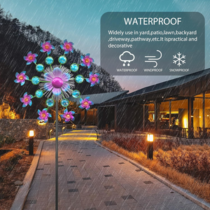 ソーラーフラワーウィンドスピナー、芝生、パティオ、庭用のソーラーデコレーション、金属製屋外彫刻、ソーラーガーデンライト - Product Image 1