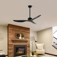 Ventilateur de plafond HSG 907 européen avec pales métalliques de 46 pouces, télécommande, éclairage LED, 3/6 vitesses, moteur AC/DC noir, lumière tricolore