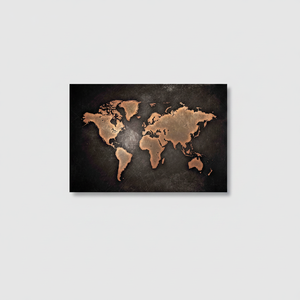 Copper World <b>Map</b> Canvas Print Art Deco Panel Hanging Wall Art Modern Design - Product Image 2