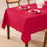 Nappe personnalisée en polyester imitation lin avec découpe décorative, imperméable, résistante aux taches, infroissable et lavable