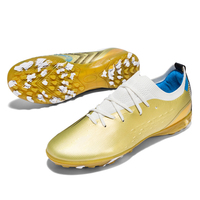Chaussures de football synthétiques de haute qualité personnalisées en or Messi, pour terrain synthétique, design personnalisé, hommes, été, semelle extérieure en TPU