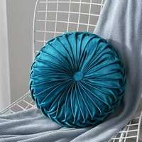 Vente chaude ronde couleur unie bureau oreillers polyvalents oreillers de sol plissés à la main citrouille oreiller coussin