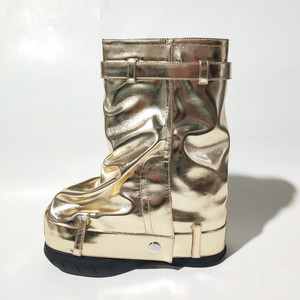 Nouvelles Bottes Plateformes Femme Automne 2025 à Bout Rond Mi-Mollet Argent Or à Semelle Épaisse pour Jambes de Pantalon - Product Image 1