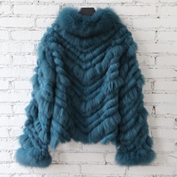 Veste en fourrure de renard véritable Tyan Winter, couleur turquoise, manches longues, doublure lisse, réversible, manteau en fourrure de lapin naturelle pour femmes
