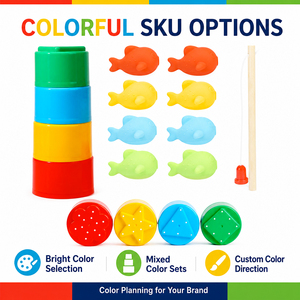Jouet de bain en silicone en forme de poisson, jouets à presser en bois, jouets magnétiques pour enfants - Product Image 2