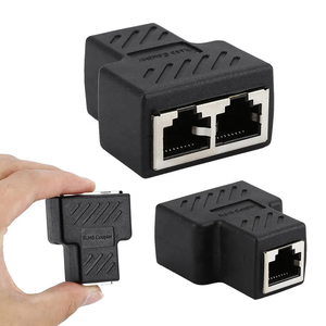 RJ45ตัวเชื่อมต่อตัวเมีย1ถึง2พอร์ตตัวเมีย<span class=keywords><strong>5</strong></span>/CAT 6 LAN อะแดปเตอร์เชื่อมต่อซ็อกเก็ตอีเทอร์เน็ตฮับพอร์ตอีเธอร์เน็ต - Product Image 1