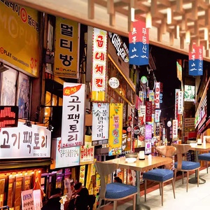 Adesivo de Papel de Parede <span class=keywords><strong>3D</strong></span> com Decoração de Restaurante Coreano e Vista de Rua Coreana - Product Image 2