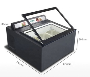 Gabinete de exhibición de helados y yogur de escritorio de puerta abierta de autoservicio Refrigerador enfriador de corte grueso para aplicación de pasteles - Product Image 3