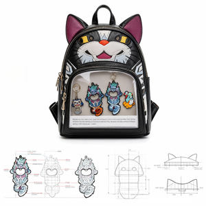 Zaino Ita Bag Personalizzabile con Faccia di Gatto Kawaii, Mini Zaino Carino con Finestra Trasparente per Collezionisti di Pin Anime e Amanti dei Gatti - Product Image 2
