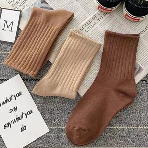 Women Slouch <b>Socks</b> Mid Calf Solid Color Vertical Stripes Breathable Casual Wear - Product Image 1