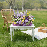 Centre de table de mariage moderne de luxe en soie toucher réel, amovible, pour allée, banc, chaise, arrangement floral, pelouse, église, banquet