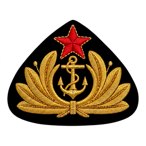 Parche Bordado a Mano de Oro Premium con Estrella Roja, Ancla y Laurel, Emblema Personalizado Hecho a Mano - Product Image 1