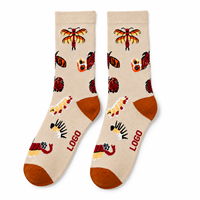 Chaussettes personnalisées tendance pour hommes et femmes, motif jacquard coloré, logo personnalisé, antidérapantes, en Spandex/Coton, faible MOQ, directement de l'usine