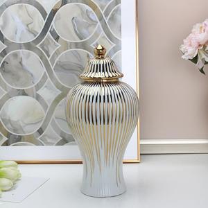 Vase en céramique moderne en terre cuite avec couvercle 6.30x6.30x11.81 pouces Décoration de la maison pour table ou Halloween - Product Image 2