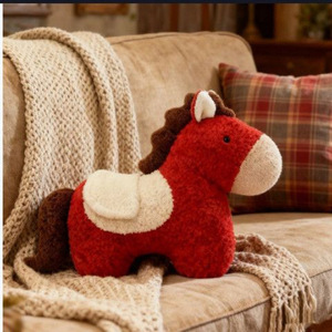 Creative New Year Horse Year throw <b>pillow</b>, uniquely shaped plush toy, <b>sofa</b>, living room, Spring Festival decoration, New Year - Product Image 1