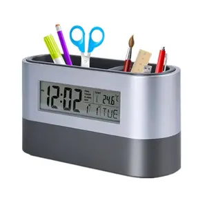 KH-CL057 Plastik Desktop Kantor Digital Alarm Jam Meja dan Pemegang