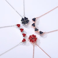 Nouveau collier en argent à la mode trèfle à 4 feuilles zircon chanceux trèfle à quatre feuilles coeur plaqué or 925 collier en argent sterling pour les femmes